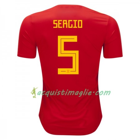 Divisa di Calcio Spagna Sergio Busquets 5 Prima Mondiali 2018